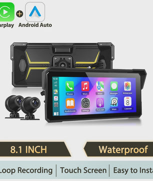 Podofo 8.1" Motorfiets Dashboard: Smart Player met CarPlay, Android Auto & Navigatie