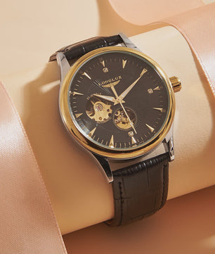 LONGLUX Heren Automatisch Skeleton Horloge - Elegant, Waterdicht & Romeinse Cijfers