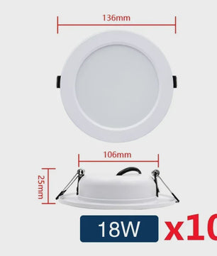 Set van 10 LED Downlighters Wit 5W-18W Rond Plafondlamp DC 12V/24V AC 110V/220V