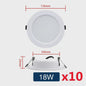 Set van 10 LED Downlighters Wit 5W-18W Rond Plafondlamp DC 12V/24V AC 110V/220V