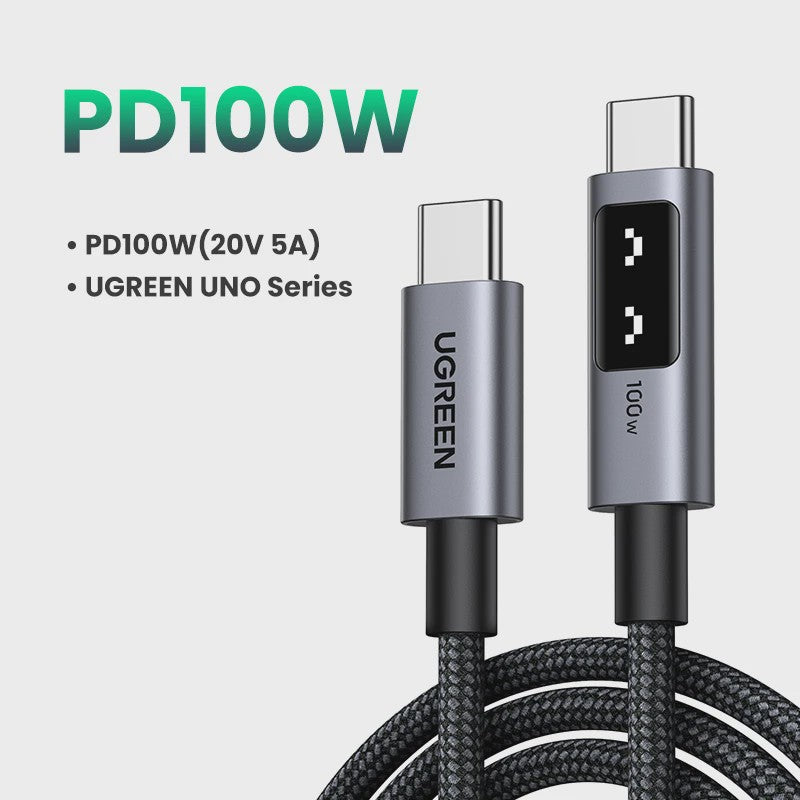 UGREEN UNO USB-C naar USB-C Kabel - 100W PD Snelladen & Data - 0.5-3M