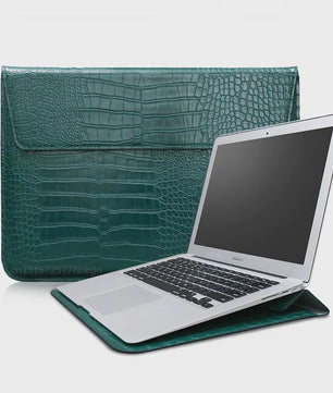 Luxe Croco Leren Laptop Sleeve & Stand voor MacBook Air/Pro 13-16 Inch
