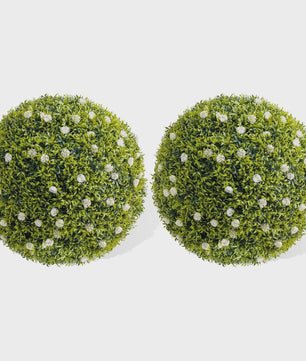 Kunst Buxusbollen met 11 Witte Bloesems - Decoratieve Tuin- en Huisdecoratie
