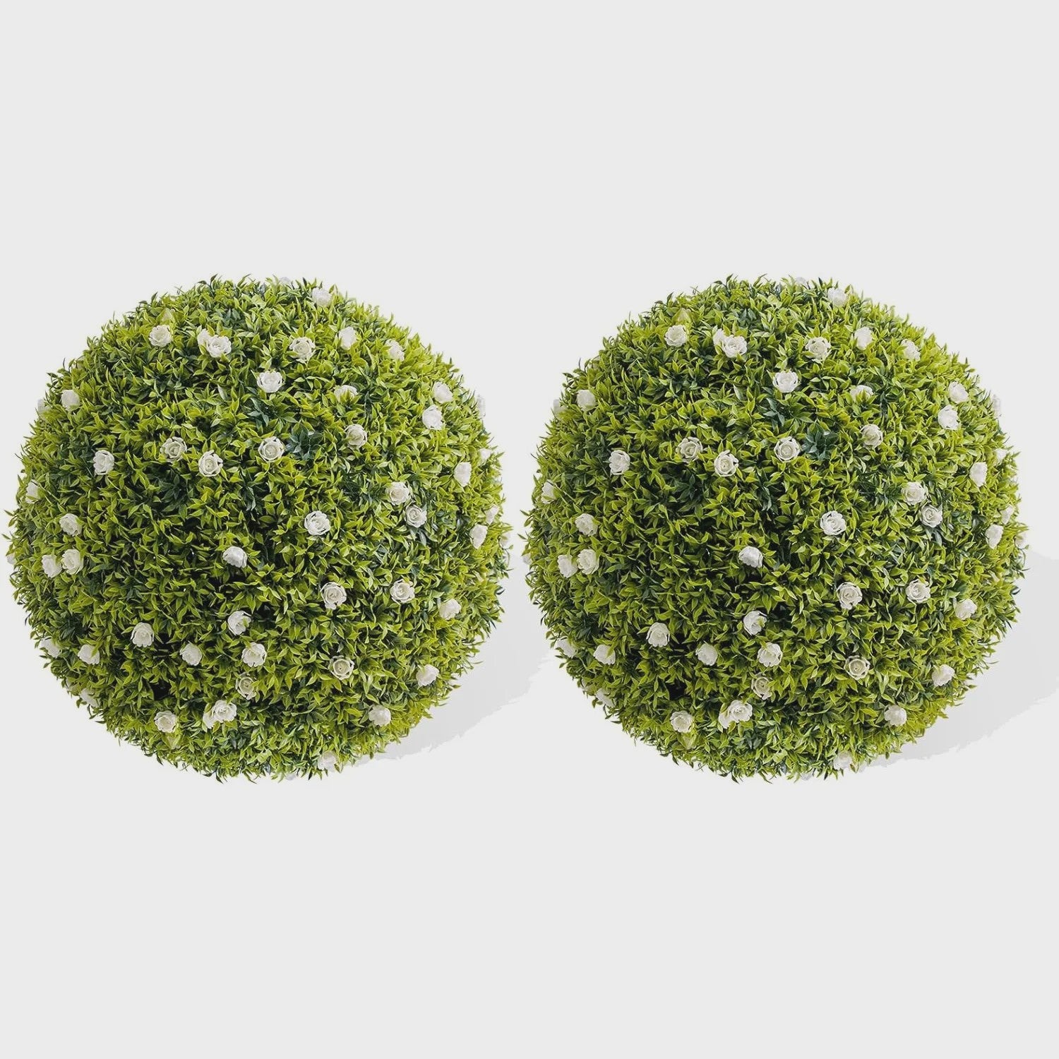 Kunst Buxusbollen met 11 Witte Bloesems - Decoratieve Tuin- en Huisdecoratie