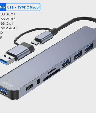 USB C Hub met 5Gbps USB 3.0, SD/TF Kaartlezer & Audio - Docking Station voor Laptops