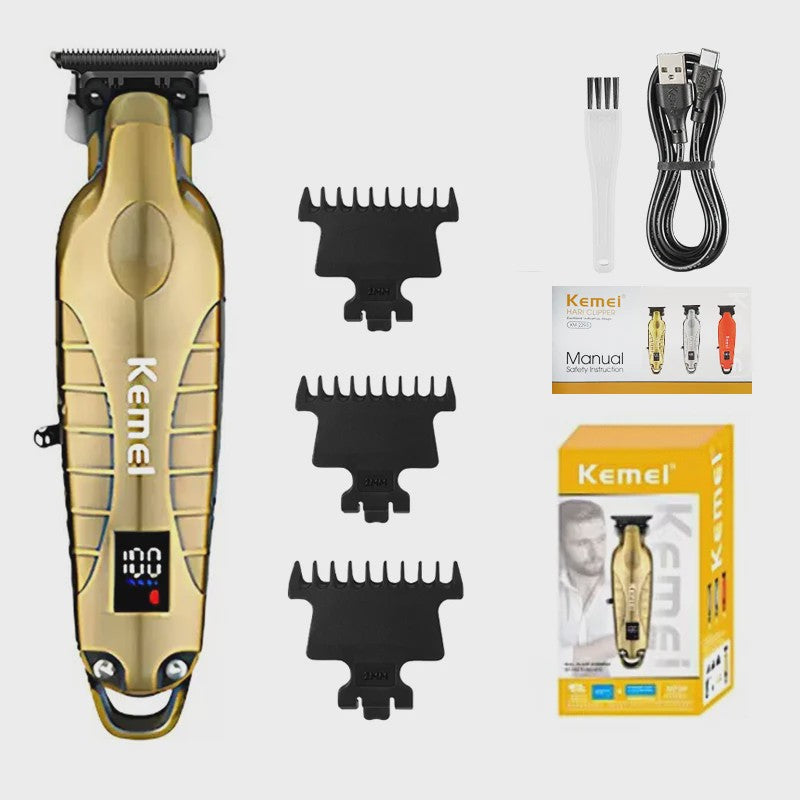 Professionele Oplaadbare Tondeuse en Baardtrimmer - Goudkleurig - Kemei KM-90-4