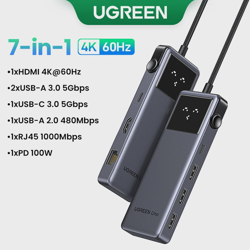 UGREEN Uno 6-in-1 USB-C Hub: 4K60Hz, 100W PD, 10Gbps Data Transfer & Docking Station