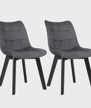 Set van 2 fluwelen eetkamerstoelen met rugleuning en houten poten - Comfortabel en stijlvol