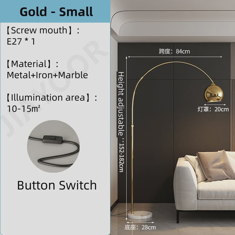 Nordic Luxe Boog Plafondlamp - Verstelbare LED Vloerlamp voor Woonkamer & Bedside