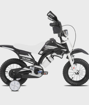 KEANO Kinderloopfiets Motocross Stijl - 12 & 16 Inch - Leeftijd 3-7 Jaar - Met Zijwielen & Nummerplaat