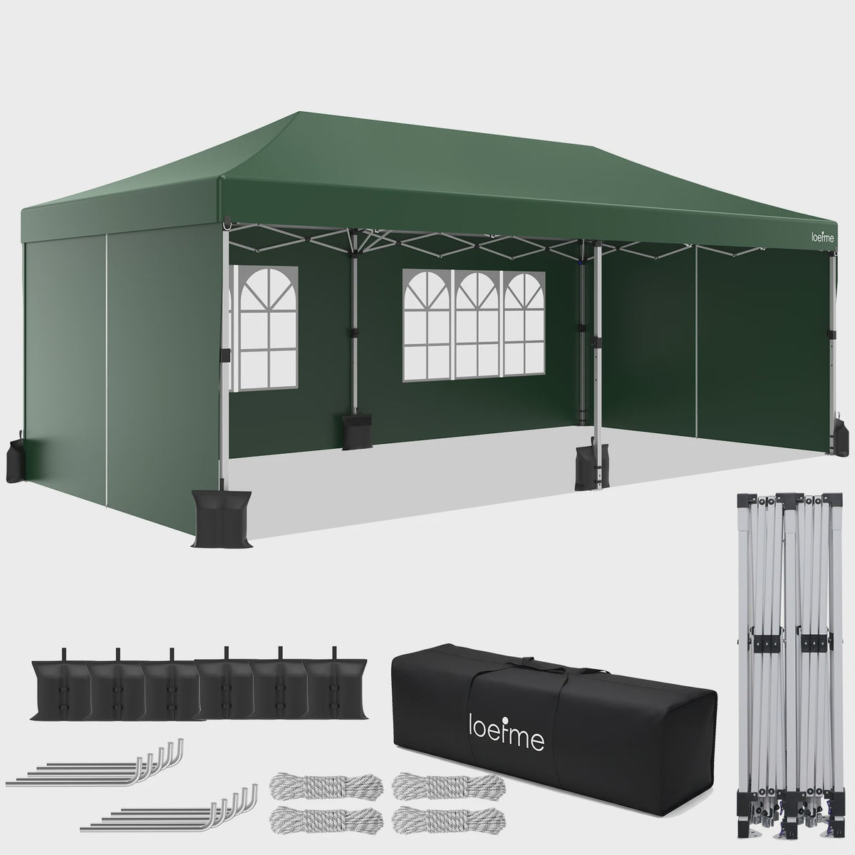LOEFME 3x6m Pop-Up Partytent Gazebo - Waterdicht, Winddicht met 6 Zijwanden & UV Bescherming