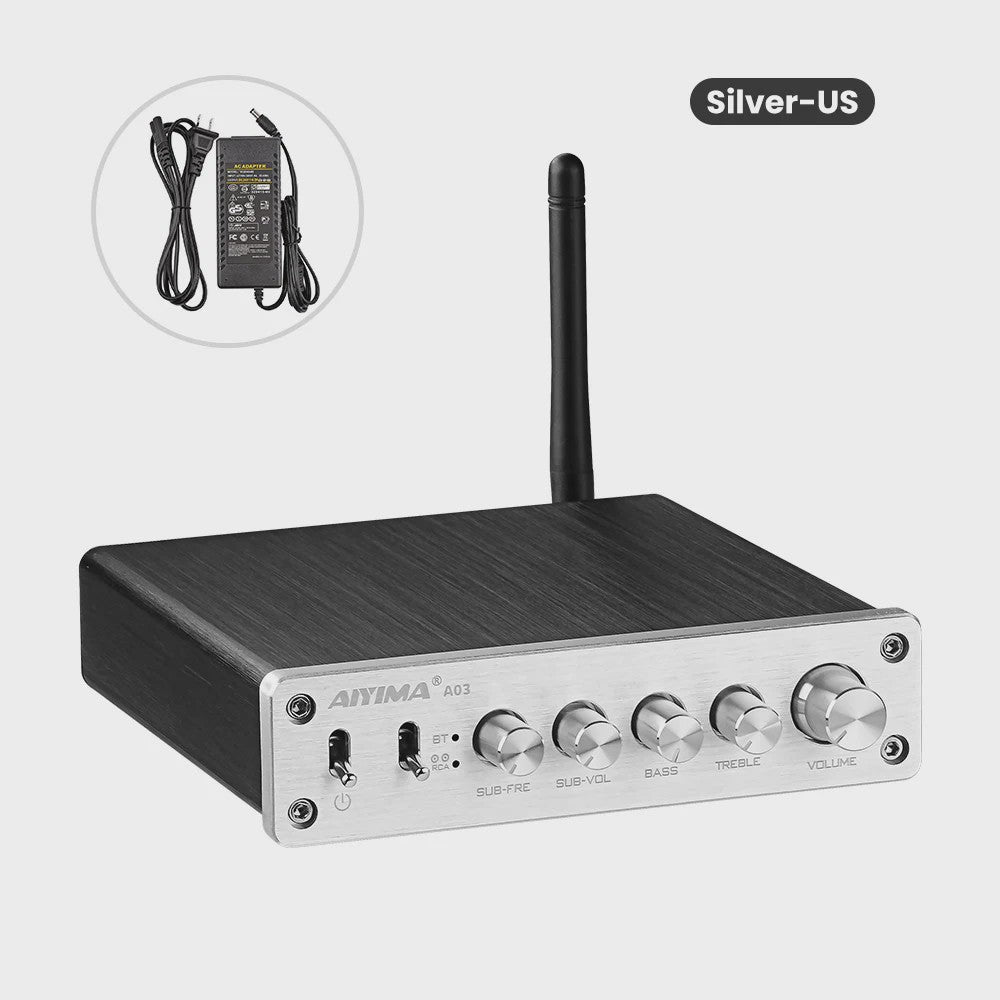 AIYIMA A03 2.1 Bluetooth HiFi Versterker TPA3116D2 Digitale Audio Versterker 50W x 2 + 100W Subwoofer