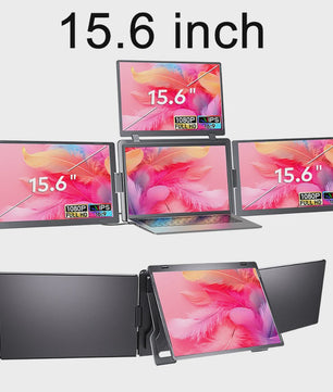 16-Inch Draagbare Triple Screen Monitor - FHD Uitbreiding voor Laptops met Eén Kabel