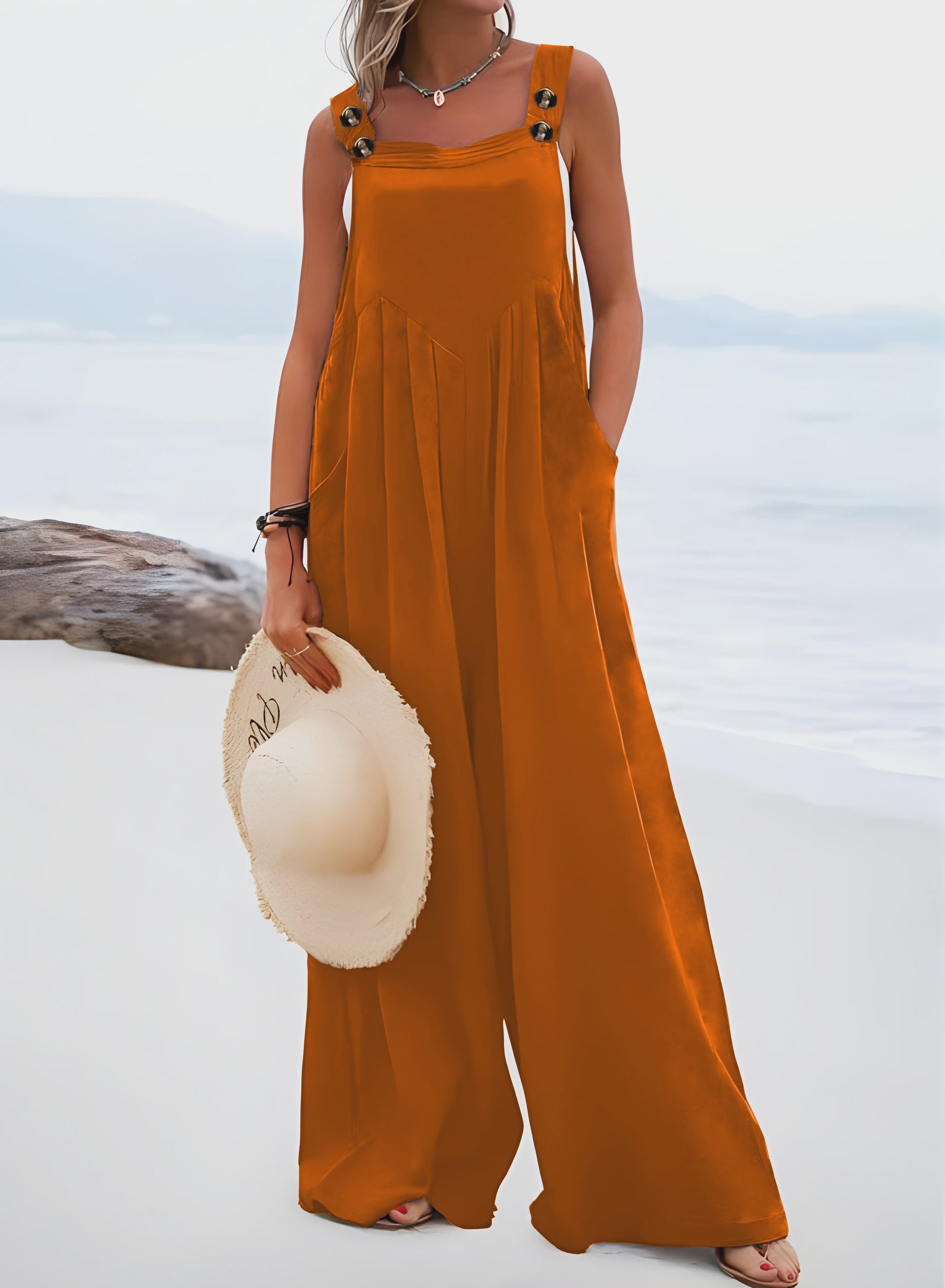 Zomerse Wijde Pijp Jumpsuit met Bretels - Casual en Comfortabel