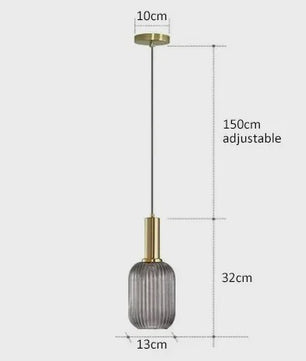 Moderne Ribbel Glazen Hanglamp - Scandinavisch Design in Groen, Grijs & Amber - E27 Fitting