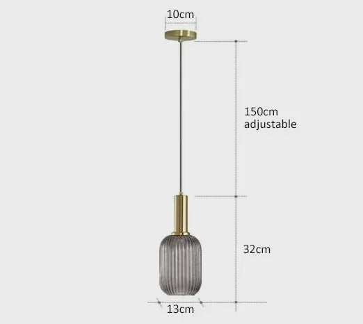 Moderne Ribbel Glazen Hanglamp - Scandinavisch Design in Groen, Grijs & Amber - E27 Fitting