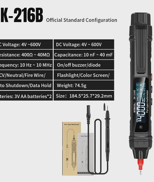 SANKOL SK-216 Digitale Multimeter & Spanningsmeter Pen - 4000 Counts, NCV, Auto Range