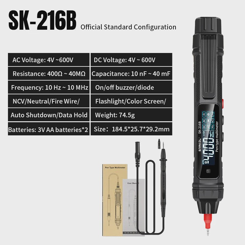 SANKOL SK-216 Digitale Multimeter & Spanningsmeter Pen - 4000 Counts, NCV, Auto Range