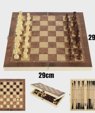 3-in-1 Bordspel Set: Schaak, Dammen & Backgammon - Entertainment voor Thuis en Reizen