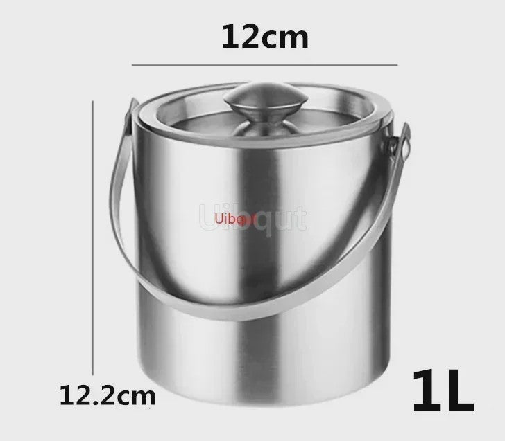 Dubbelwandige RVS IJsemmer met Deksel - 2L/3L - Draagbaar & Geïsoleerd