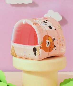 Schattig Cartoon Nestje voor Kleine Huisdieren - Warm & Zacht Hamsterhuisje