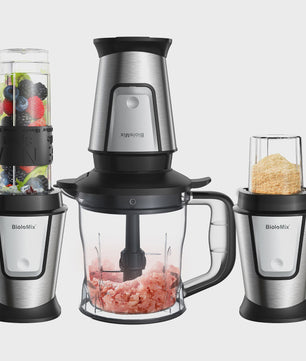 BioloMix 700W Compacte Keuken Blender: 3-in-1 Juicer, Food Processor & Grinder