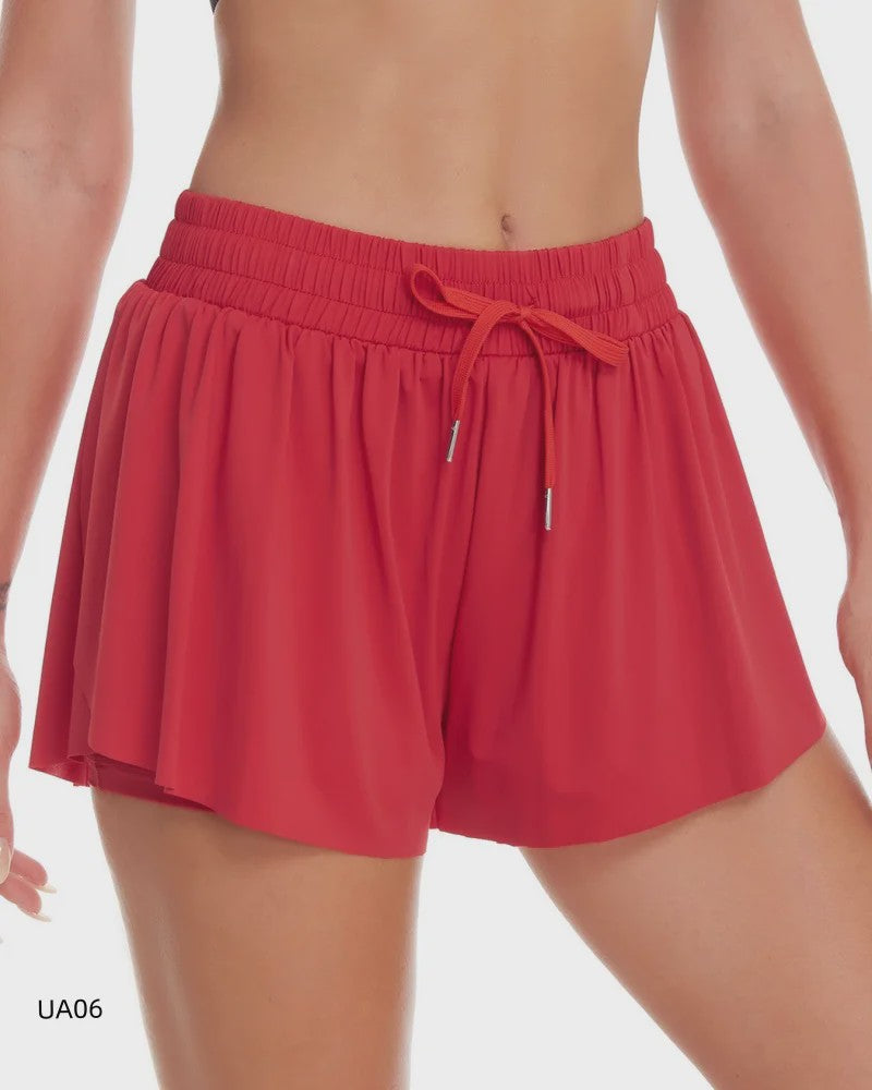 Ademende Dames Sports Shorts met Elastische Tailleband, Trekkoord, Liner & Zijvak - Perfect voor Gym, Yoga, Hardlopen & Casual