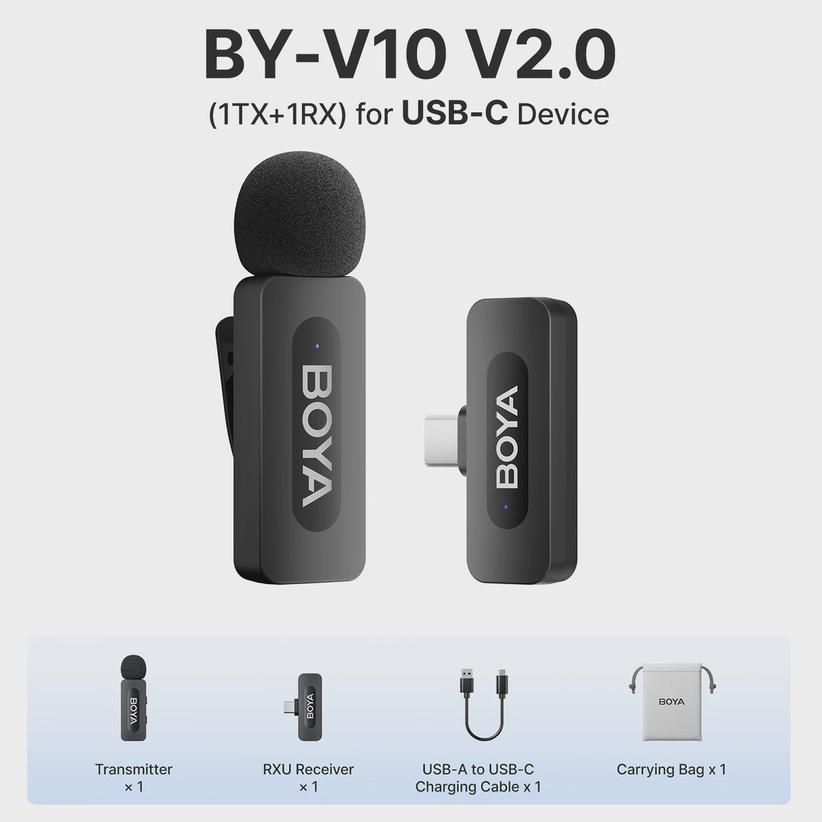Draadloze Lavalier Microfoon BOYA BY-V voor iPhone, iPad & Android - Live Opnames & Interviews