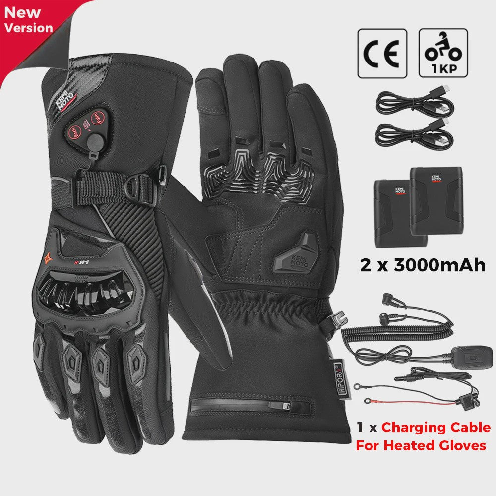 KEMIMOTO Verwarmde Motorhandschoenen - Waterdicht, Oplaadbaar & Warm voor de Winter