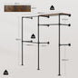 Industriële Wandmontage Kledingrek met 5 MDF Planken & Kledingroede - Open Garderobe
