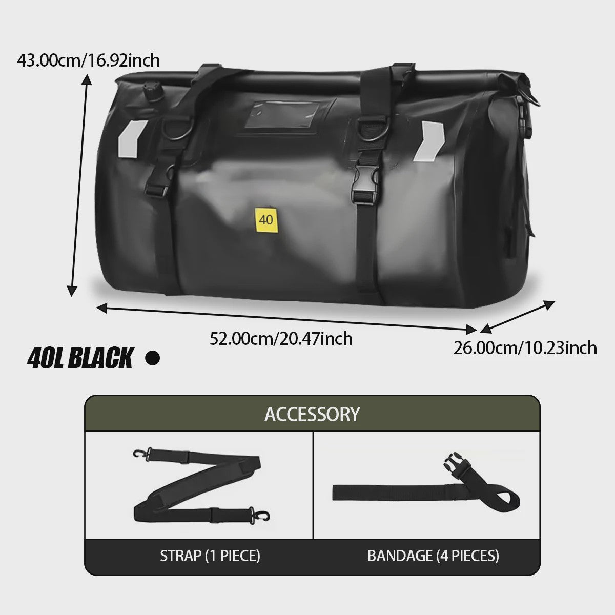 Waterdichte Motorfiets Bagagedragertas - 20/40/66L - Outdoor & Reis