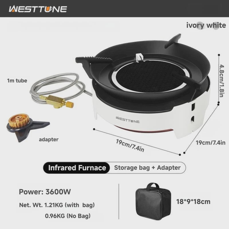 WESTTUNE Draagbare Camping Gasbrander 3600W - Infrarood Verwarmingssysteem met Elektronische Ontsteking