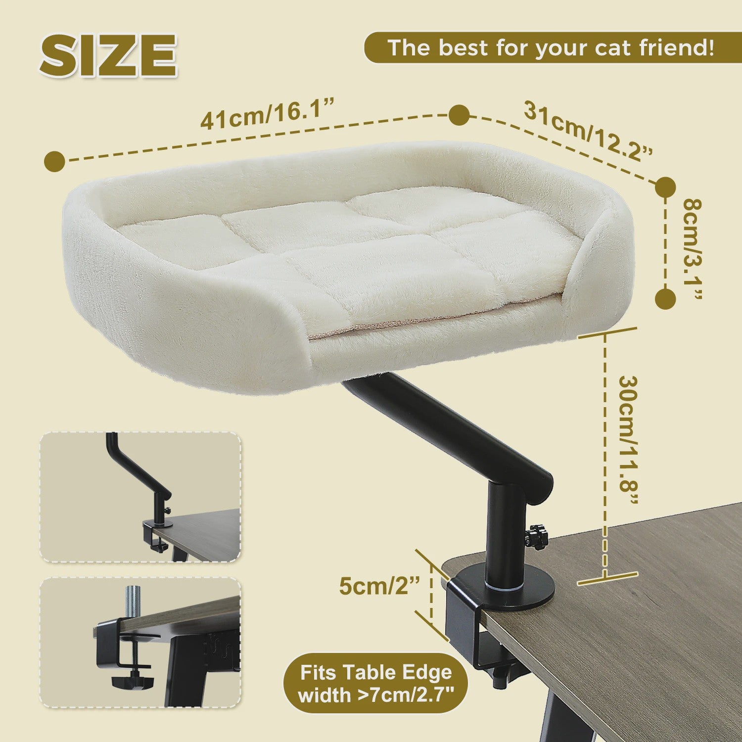 360° Draaibare Kattenmand voor Bureau - Comfortabele Hangmat voor Binnenkatten