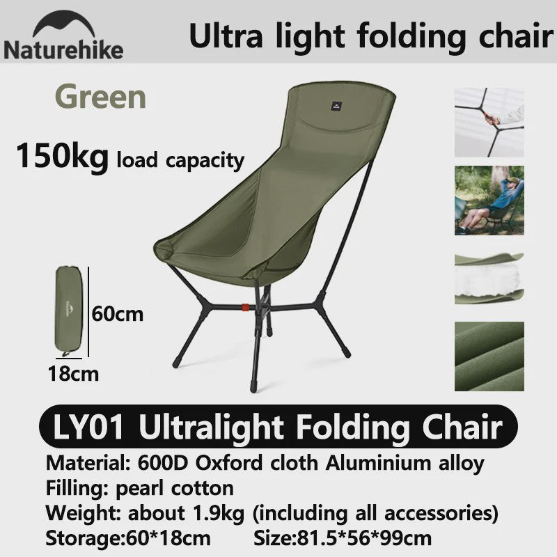 Naturehike YL01 Ultra-lichtgewicht Campingstoel - Snel Opvouwbaar & Draagbaar (150kg)