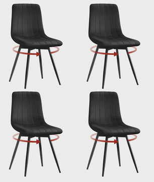 Set van 4 Fluwelen Eetkamerstoelen - 360° Draaibaar & Ergonomisch Ontwerp