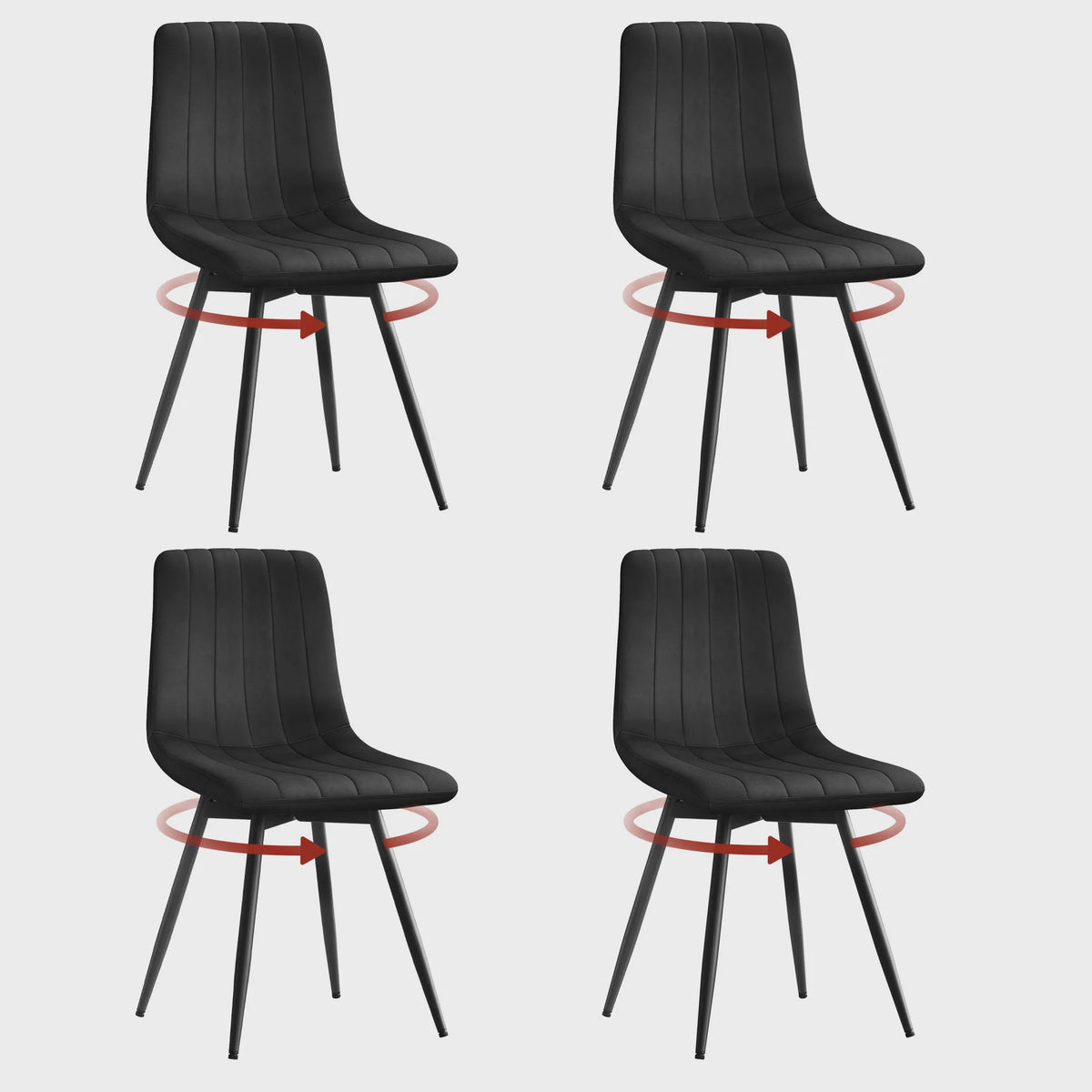 Set van 4 Fluwelen Eetkamerstoelen - 360° Draaibaar & Ergonomisch Ontwerp