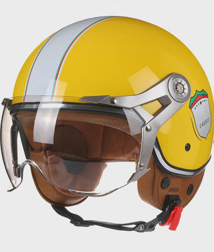 Retro Jethelm Open Face Motorhelm met Afneembaar Vizier - Vintage Scooter & Vespa Helm