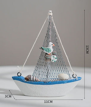 Houten Zeilboot Miniatuur - Mediterrane Stijl Nautische Decoratie