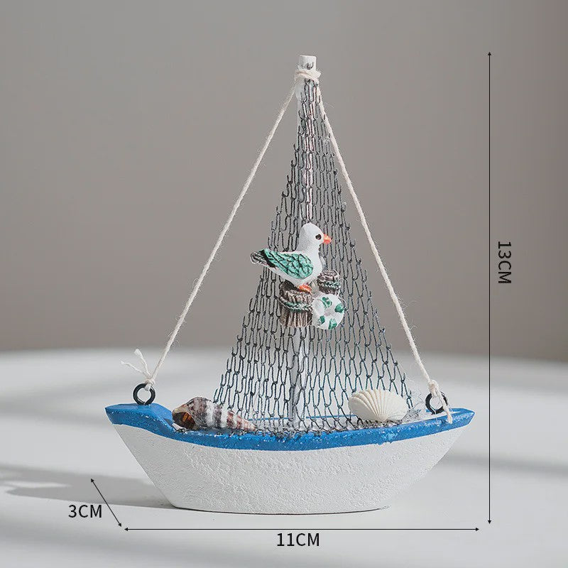 Houten Zeilboot Miniatuur - Mediterrane Stijl Nautische Decoratie