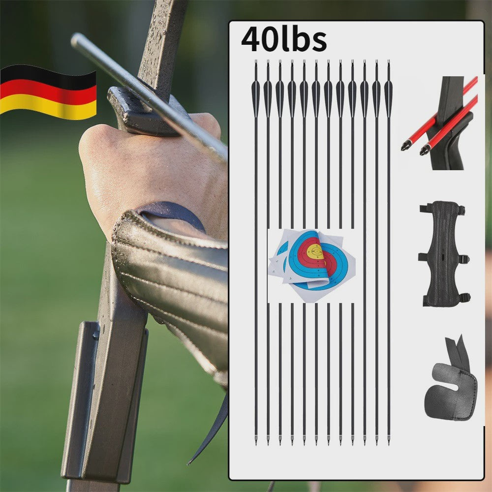 Recurve Boog Set voor Beginners: 20-40 LBS Boog, Pijlen, Armbeschermer & Vingerbeschermer