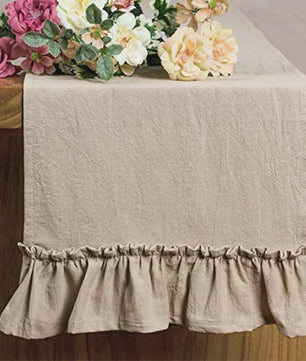 Oranje Katoenen Tafel Runner met Ruches - Feestelijke Decoratie voor Elke Gelegenheid
