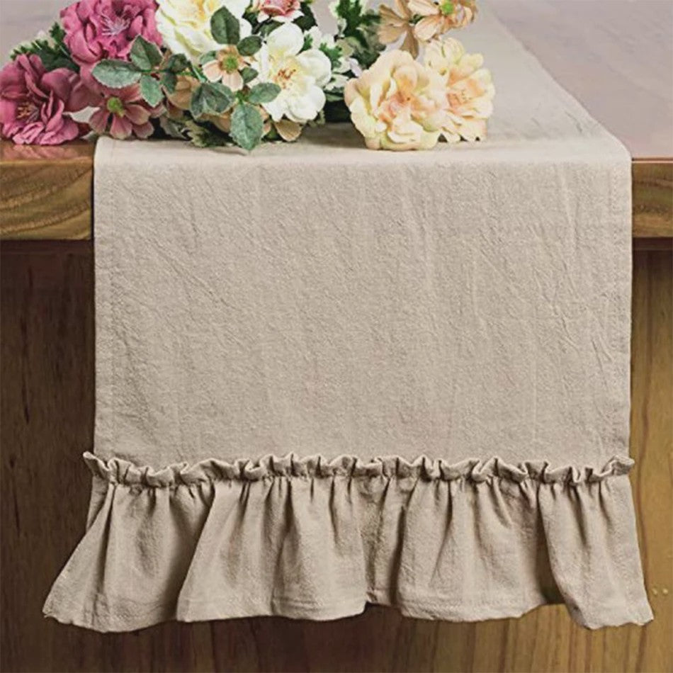 Oranje Katoenen Tafel Runner met Ruches - Feestelijke Decoratie voor Elke Gelegenheid