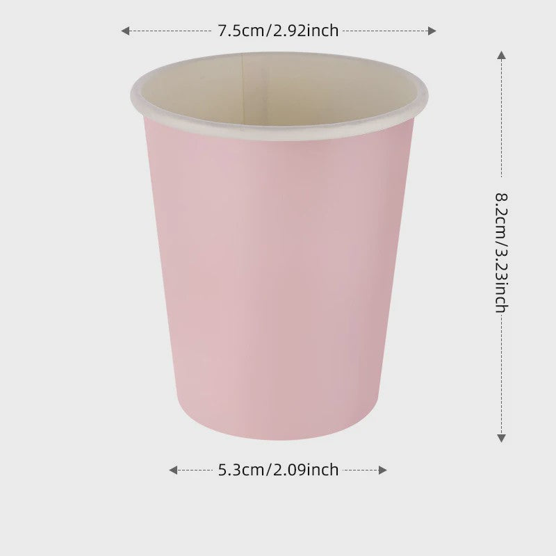 Elegant Roze Scalloped Rand Papieren Borden, Bekers & Servetten Set