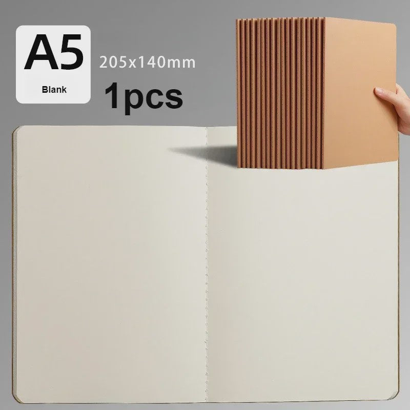 Vintage A5 Notitieboek met Kraft Kaft - Blanco, Gelinieerd of Geruit Papier