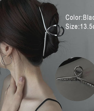 Grote Metalen Klauw Haarclip 13.5cm - Trendy Holle Haarpin voor Dames