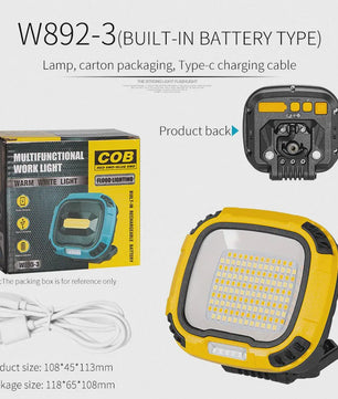 Sterke COB LED Werklamp met Powerbank Functie, USB Oplaadbaar, Draagbaar & Waterdicht