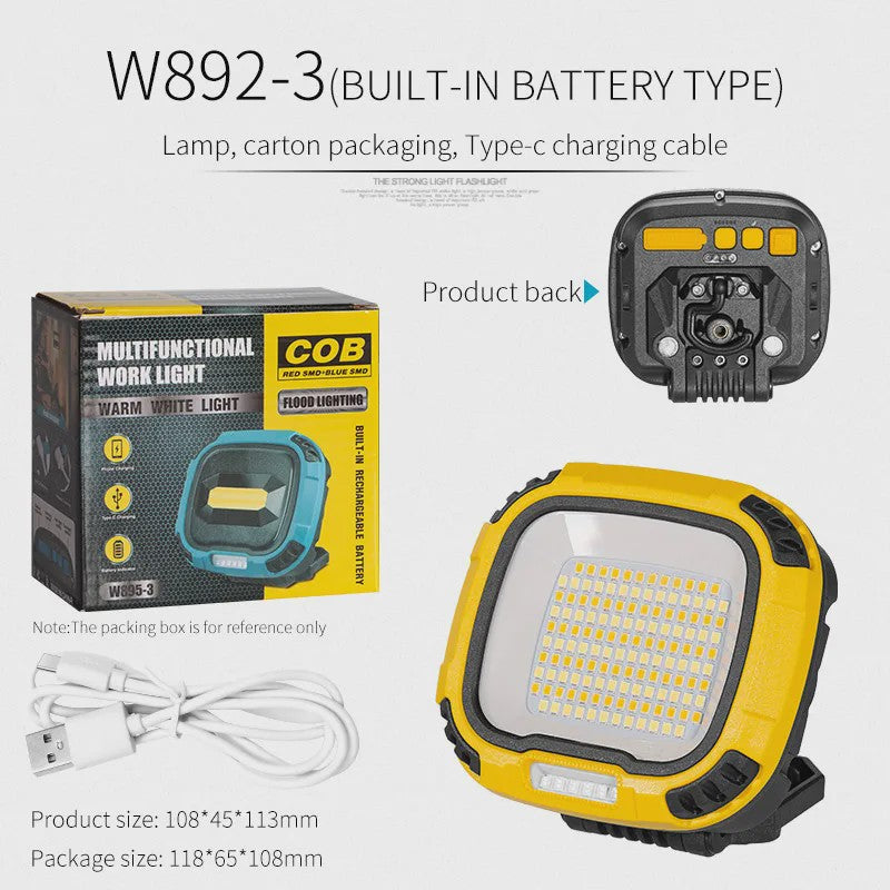 Sterke COB LED Werklamp met Powerbank Functie, USB Oplaadbaar, Draagbaar & Waterdicht