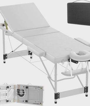 Draagbare Massage Tafel Aluminium - Inklapbaar, Verstelbaar (62-83cm), 230kg Draagkracht, met Armleuningen & Hoofdsteun