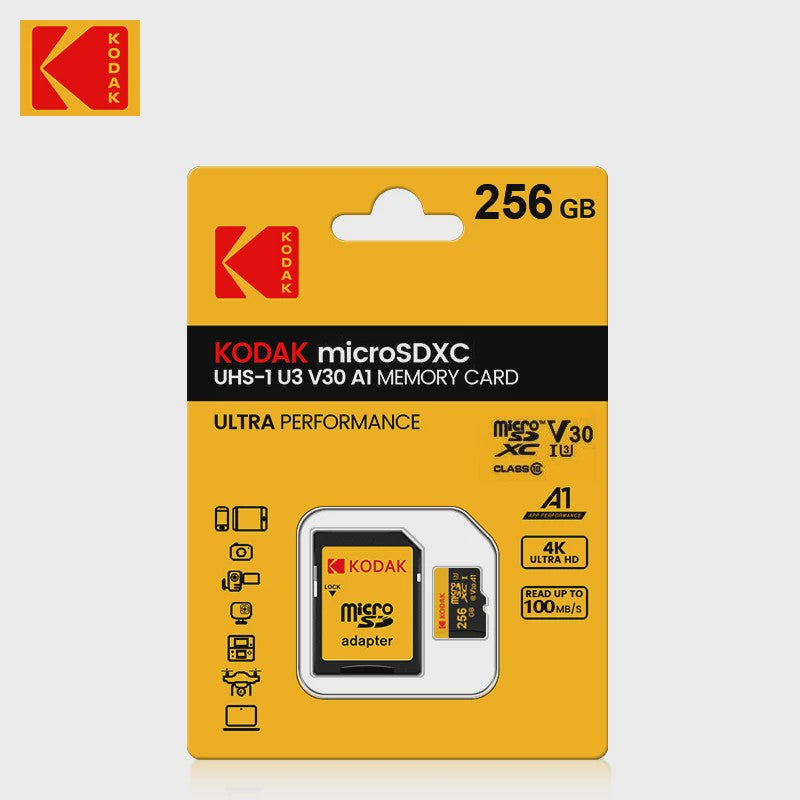 KODAK Micro SD Kaart 16GB - 256GB | Class 10 U3 4K | TF Kaart voor Drone & Telefoon