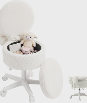 Teddy Pluche Kapstoel met Opbergruimte en Opklapbare Rugleuning - Zacht & Comfortabel
